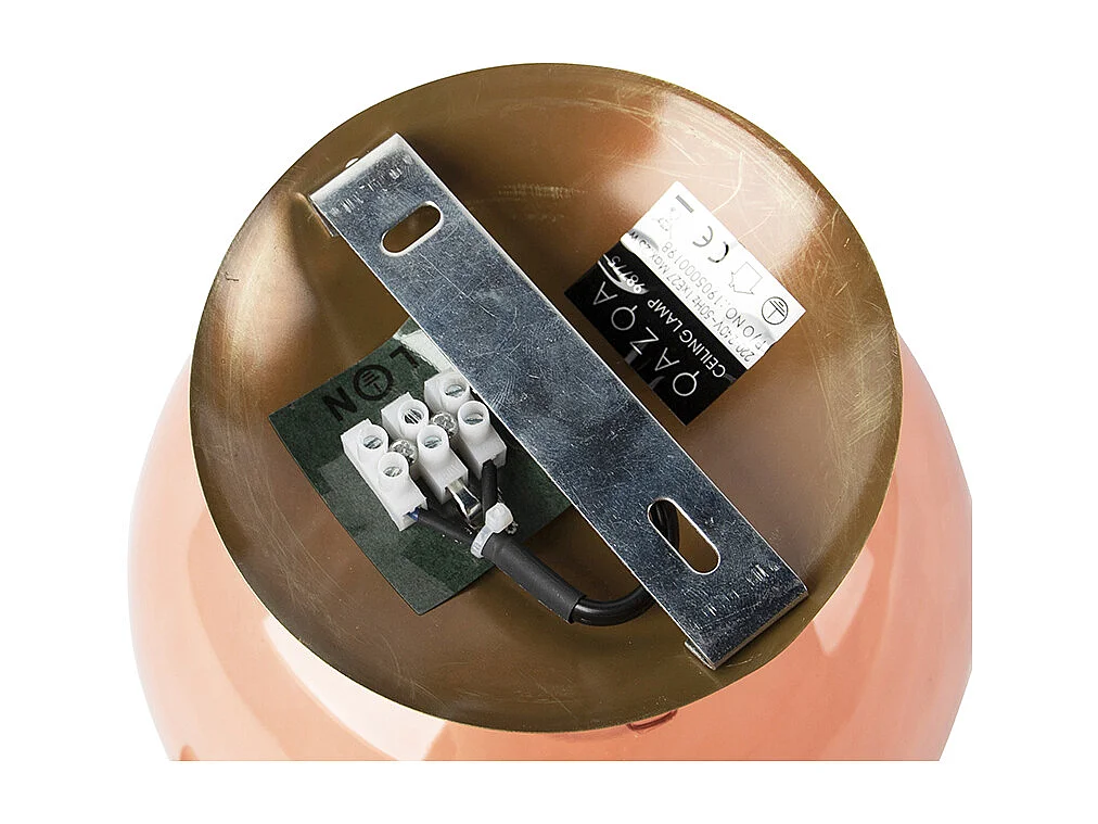 Plafonnier Art Déco en laiton avec verre rose - Pallon