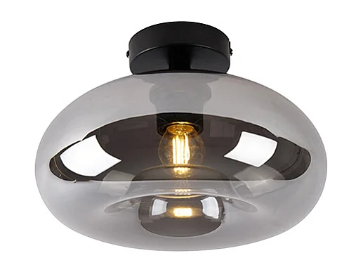 Plafonnier Art Déco noir avec verre fumé - Busa