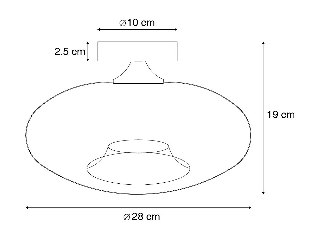 Plafonnier Art Déco noir avec verre fumé - Busa