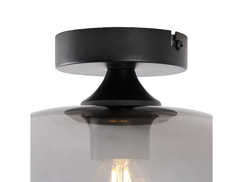 Plafonnier Art Déco noir avec verre fumé - Busa