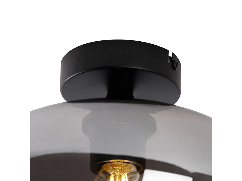 Plafonnier Art Déco noir avec verre fumé - Busa