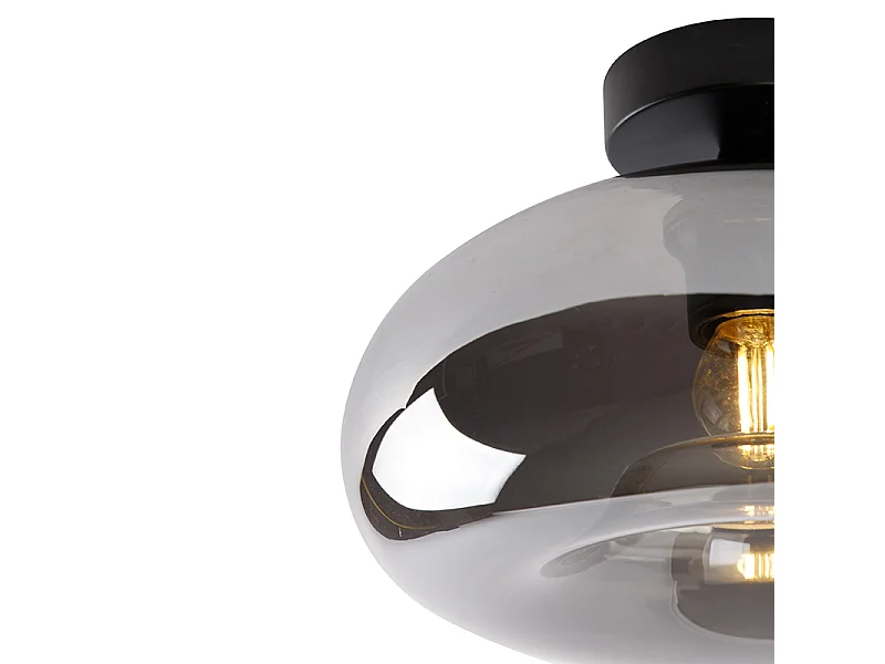 Plafonnier Art Déco noir avec verre fumé - Busa
