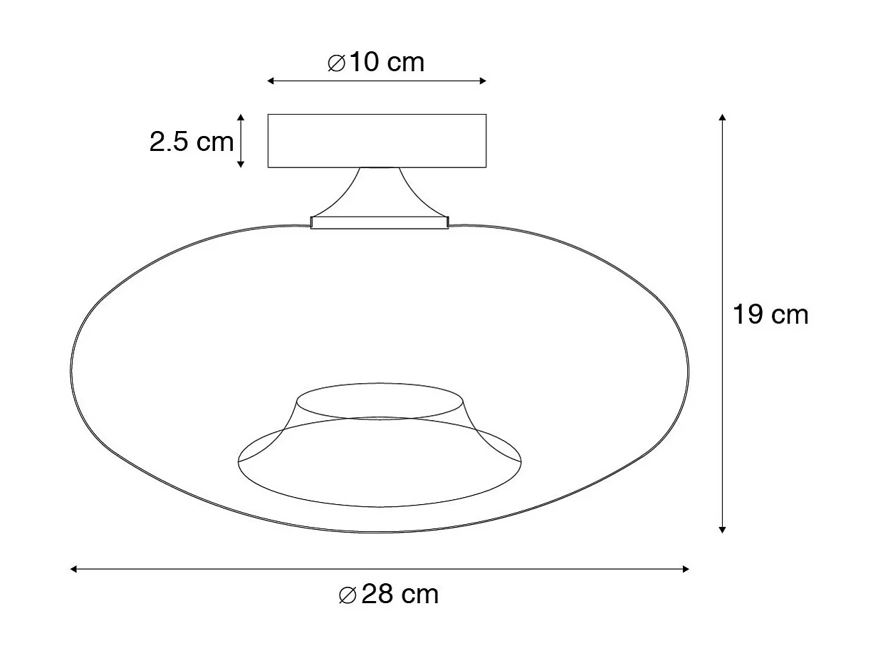 Plafonnier Art Déco noir avec verre fumé - Busa