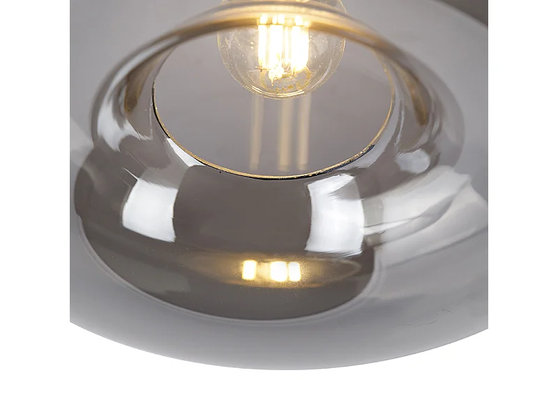 Plafonnier Art Déco noir avec verre fumé - Busa