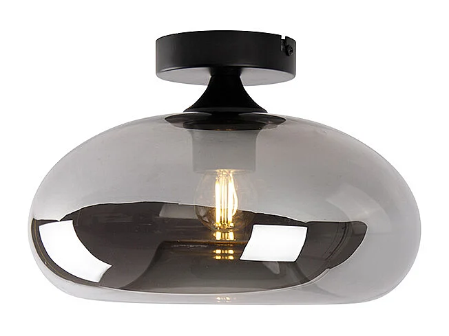 Plafonnier Art Déco noir avec verre fumé - Busa