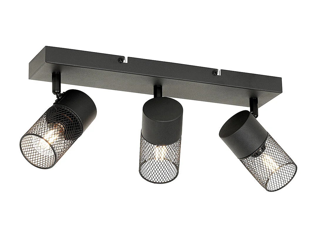 Spot de plafond industriel noir 3 lumières orientable - Jim