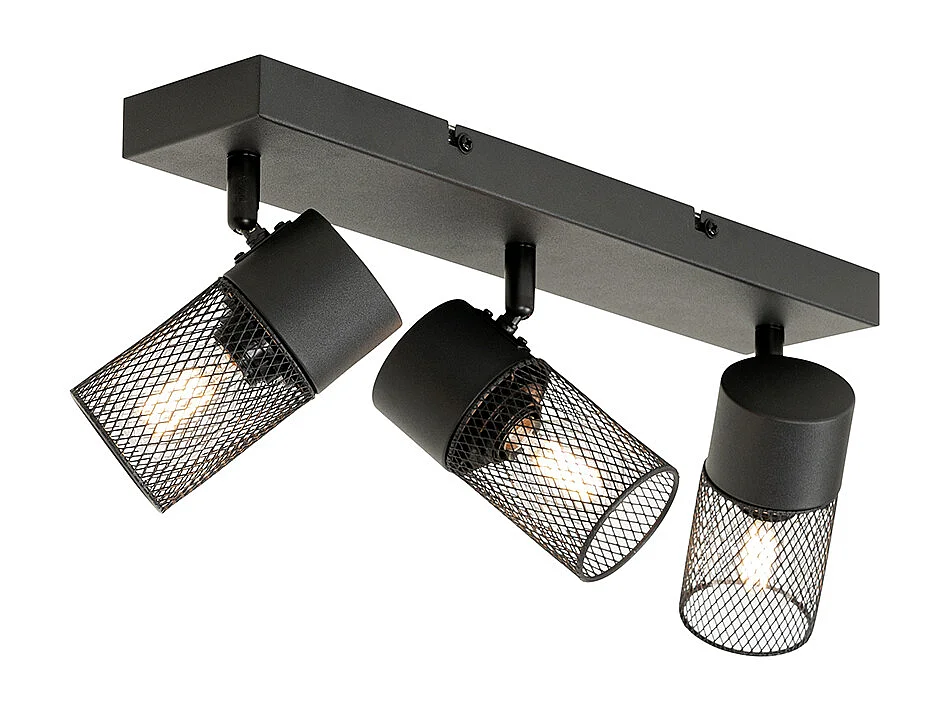 Spot de plafond industriel noir 3 lumières orientable - Jim