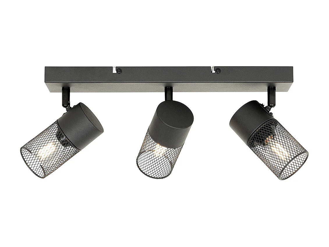 Spot de plafond industriel noir 3 lumières orientable - Jim
