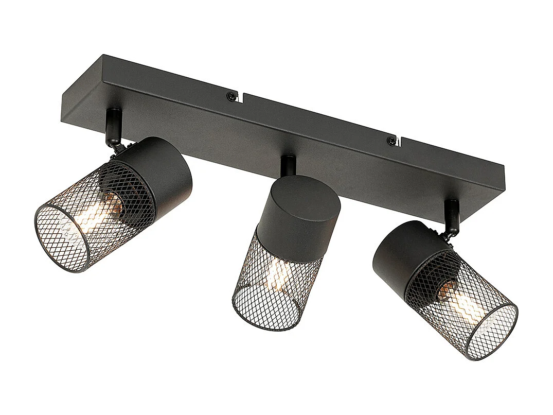 Spot de plafond industriel noir 3 lumières orientable - Jim