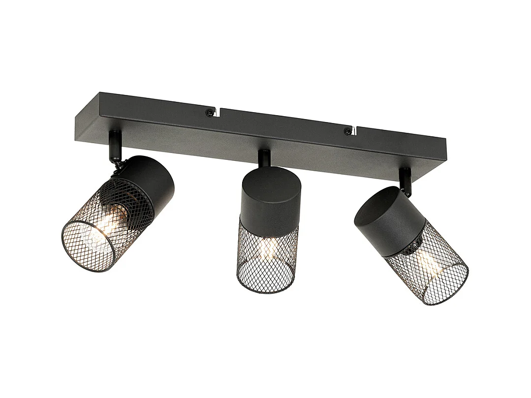 Spot de plafond industriel noir 3 lumières orientable - Jim