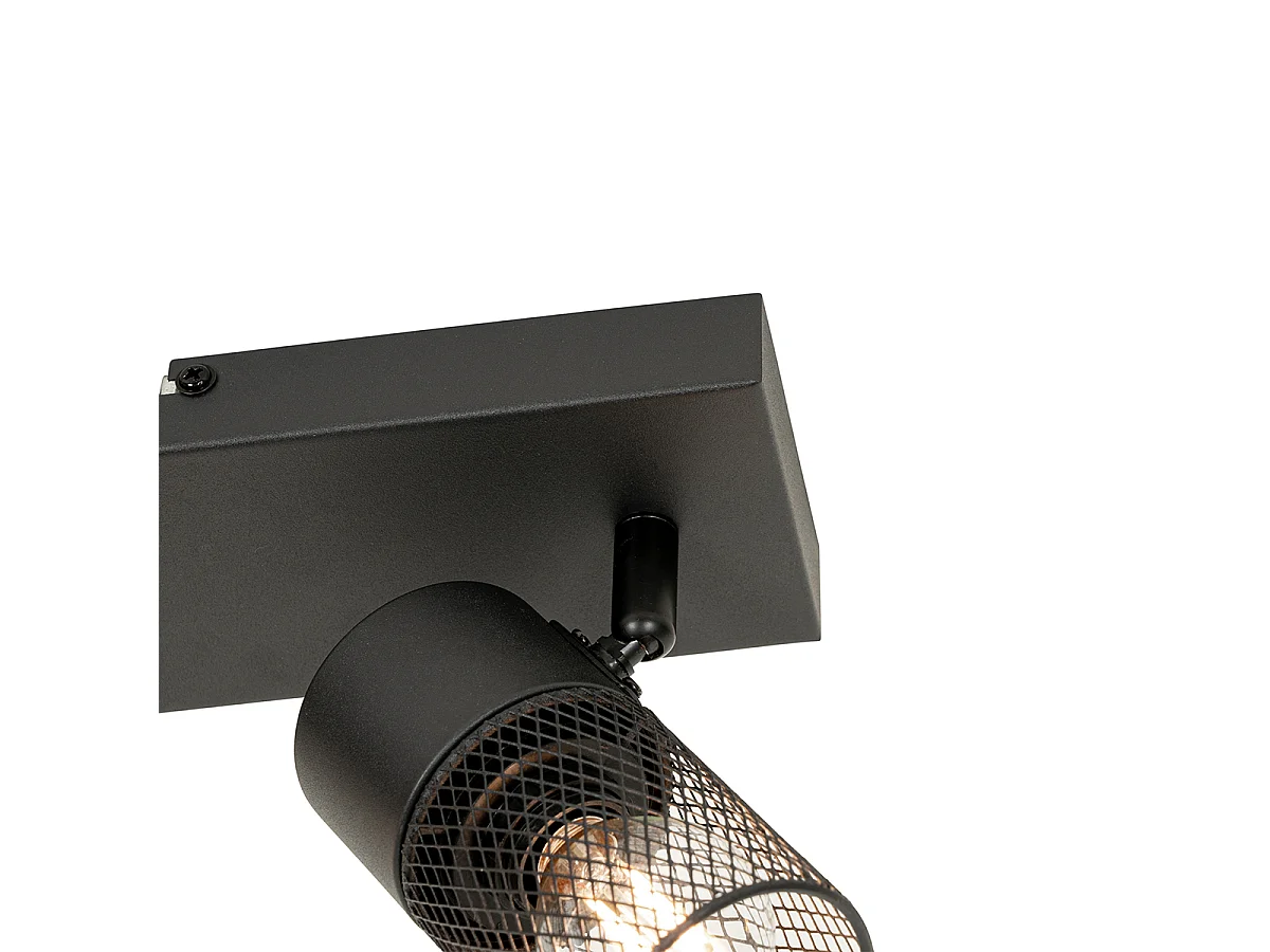 Spot de plafond industriel noir 3 lumières orientables - Jim