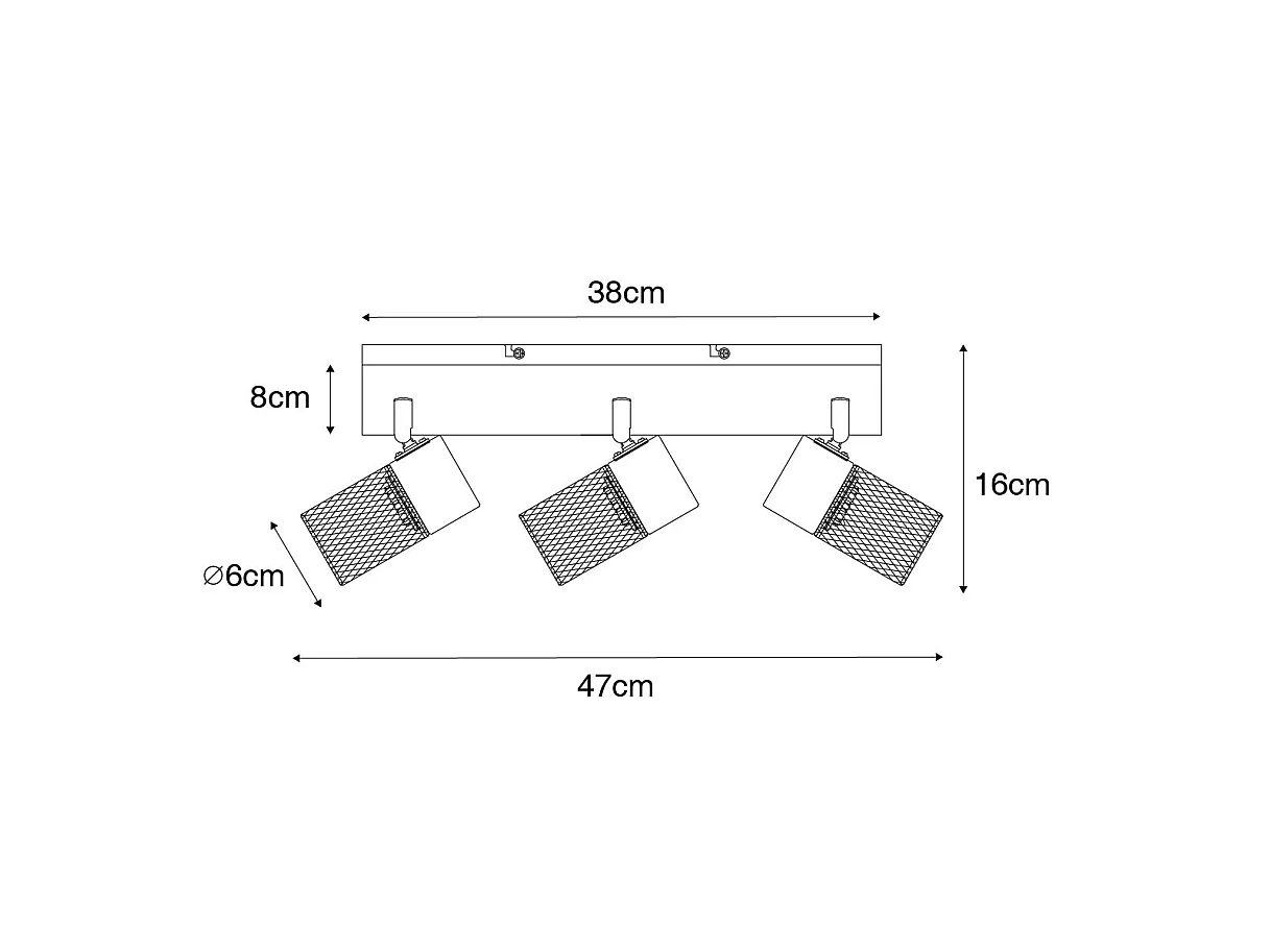 Spot de plafond industriel noir 3 lumières orientables - Jim