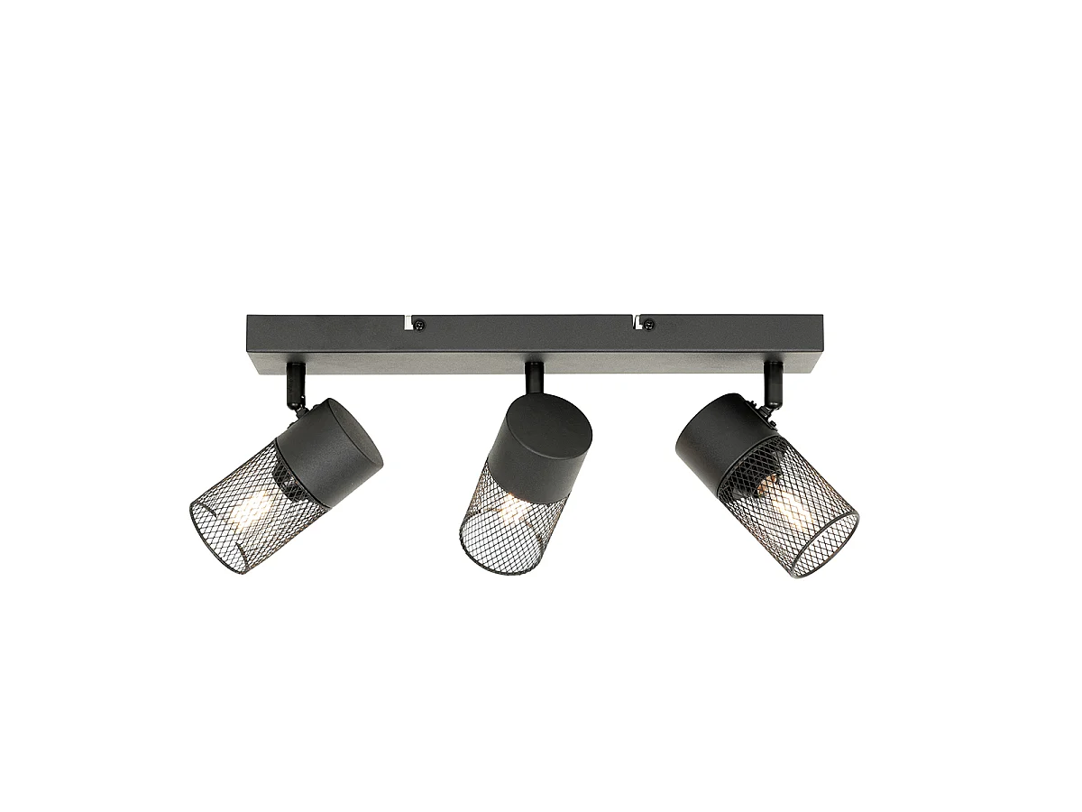 Spot de plafond industriel noir 3 lumières orientables - Jim
