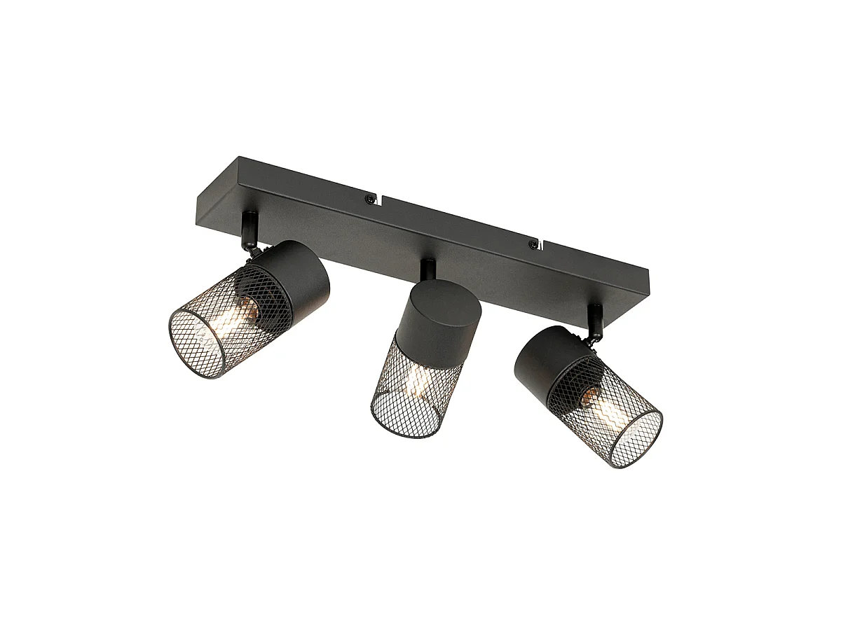 Spot de plafond industriel noir 3 lumières orientables - Jim