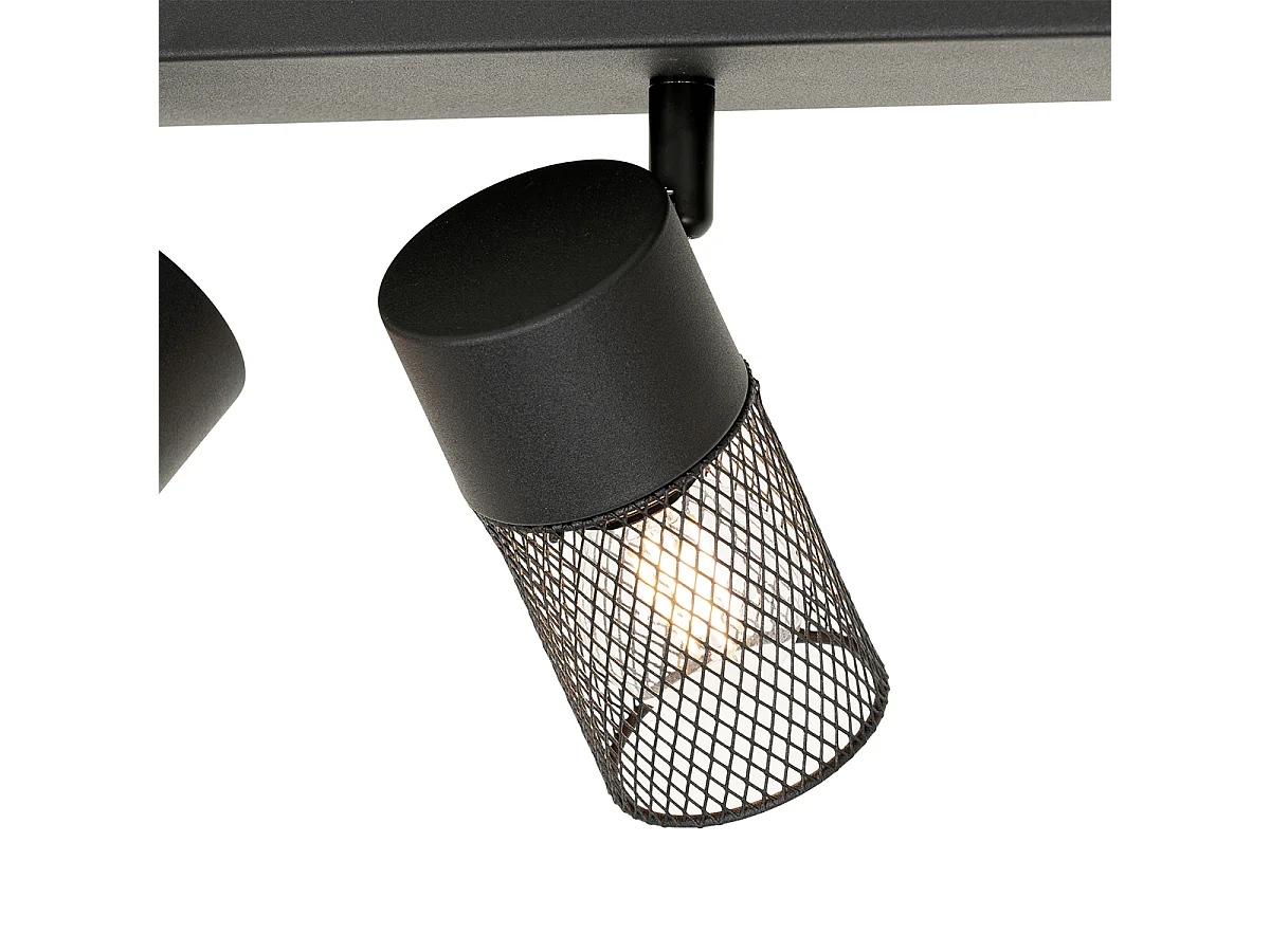 Spot de plafond industriel noir 3 lumières orientables - Jim