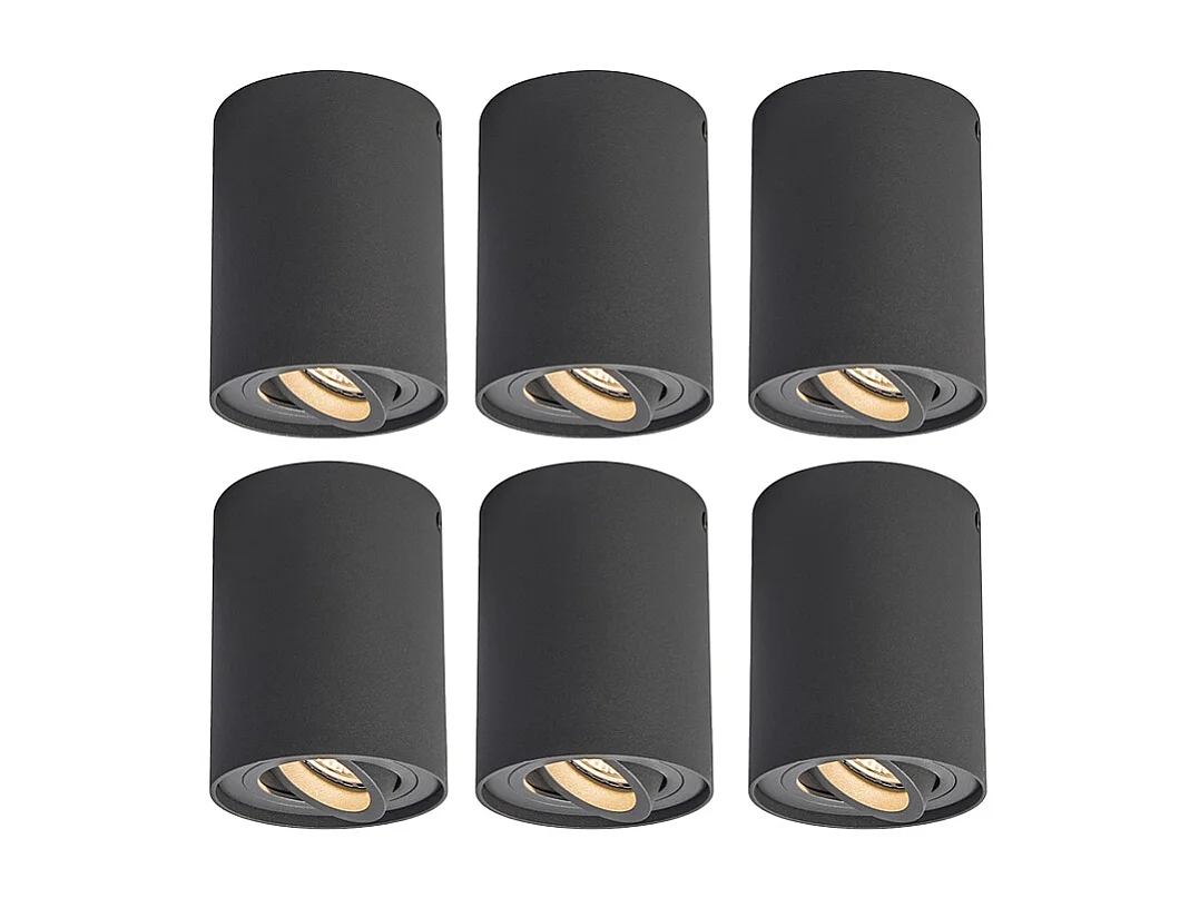 Lot de 6 spots gris foncé orientables et inclinables - Rondoo Up