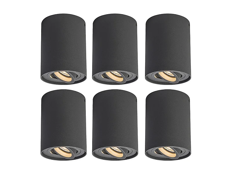 Lot de 6 spots gris foncé orientables et inclinables - Rondoo Up