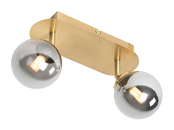 Spot doré à 2 lumières réglable avec verre fumé - Athènes