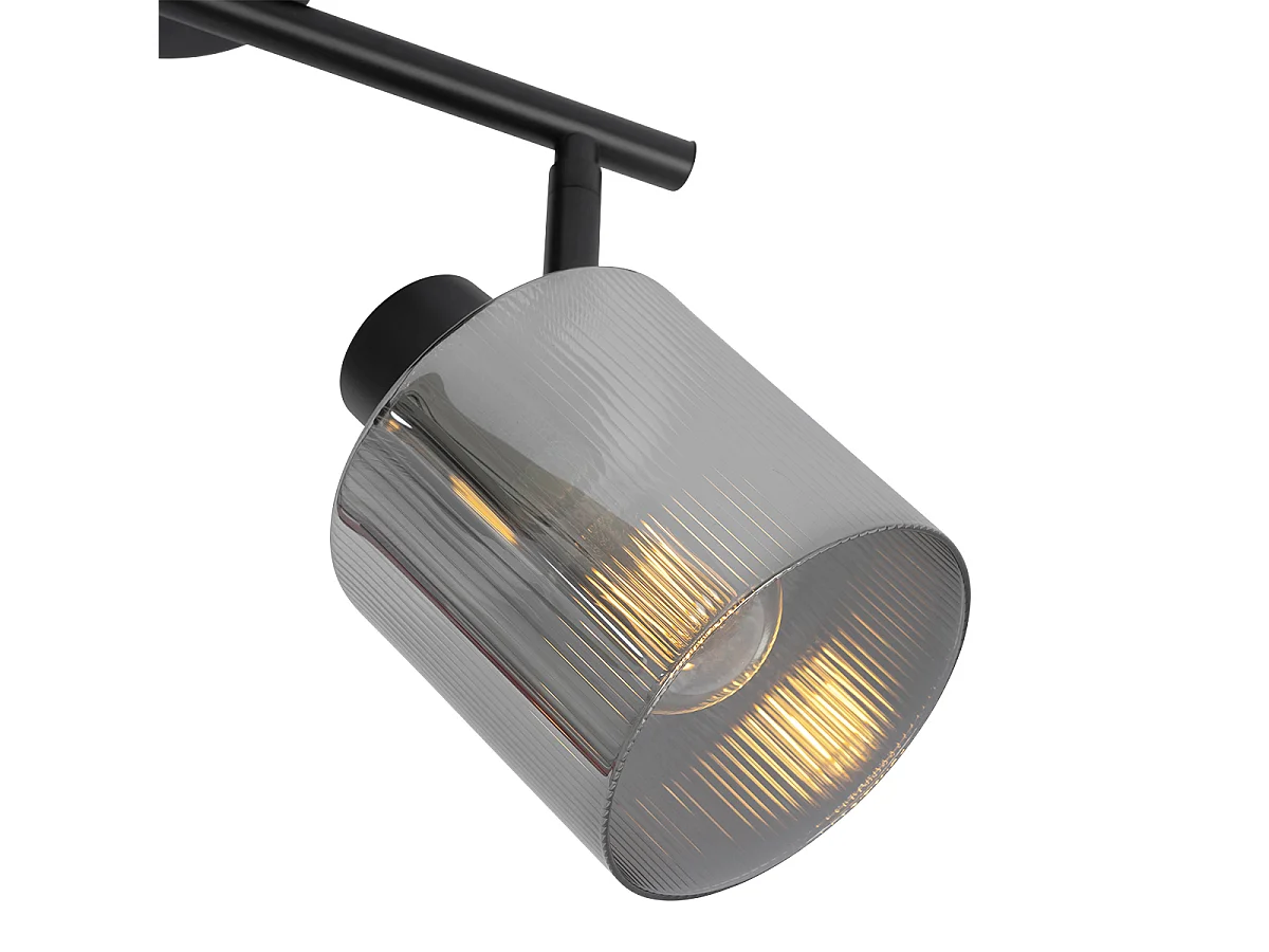 Spot de plafond noir avec verre fumé 2 lumières orientable - Laura