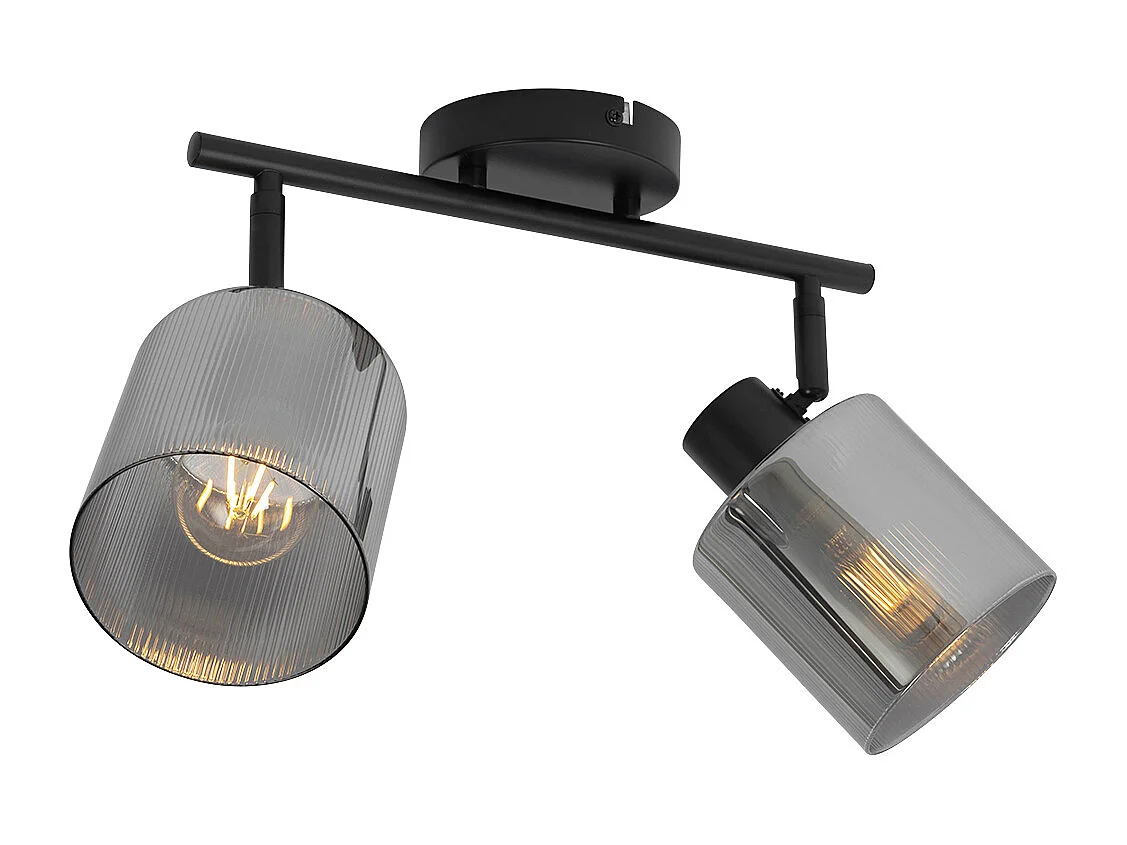 Spot de plafond noir avec verre fumé 2 lumières orientable - Laura