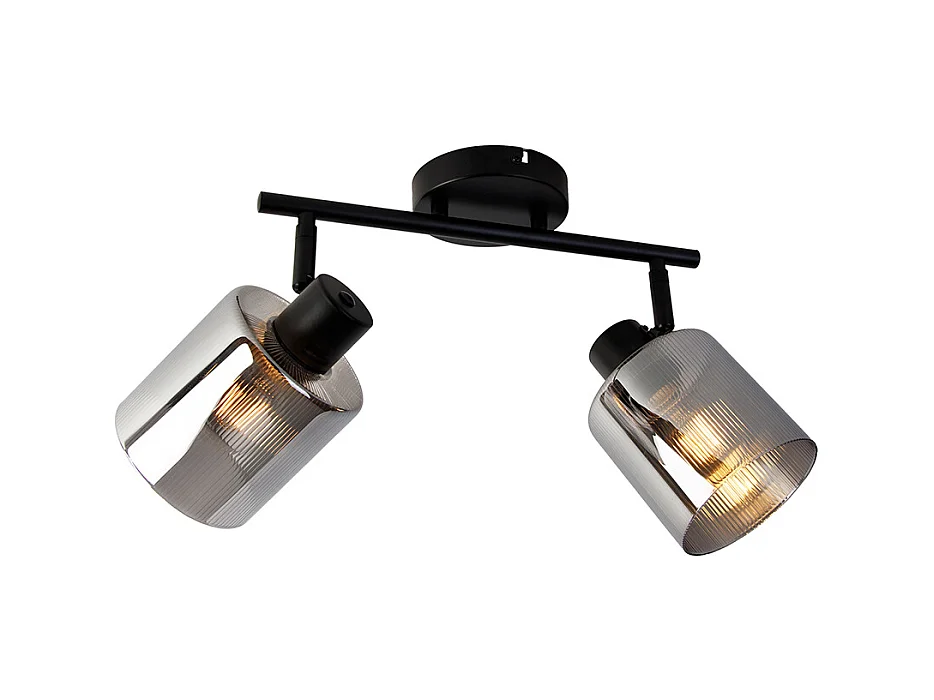 Spot de plafond noir avec verre fumé 2 lumières orientable - Laura
