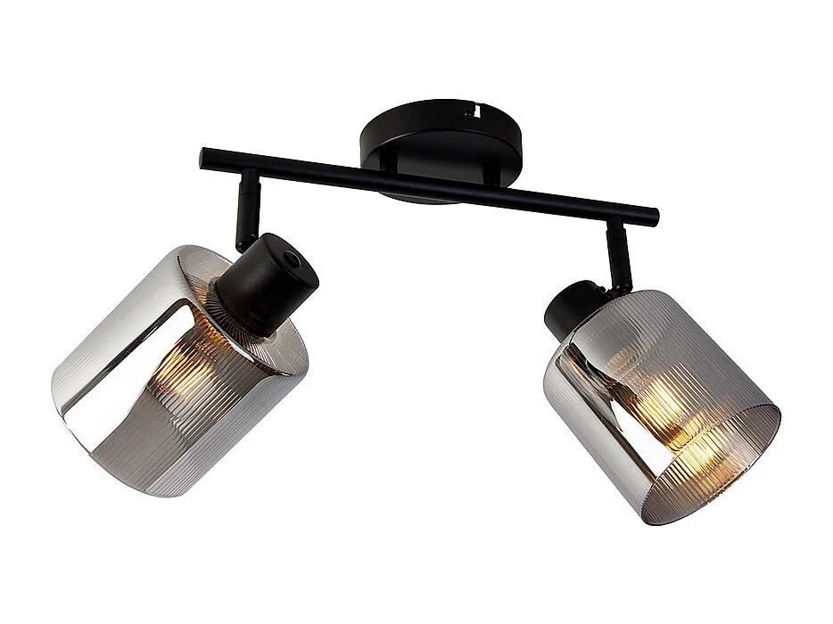 Spot de plafond noir avec verre fumé 2 lumières orientables - Laura