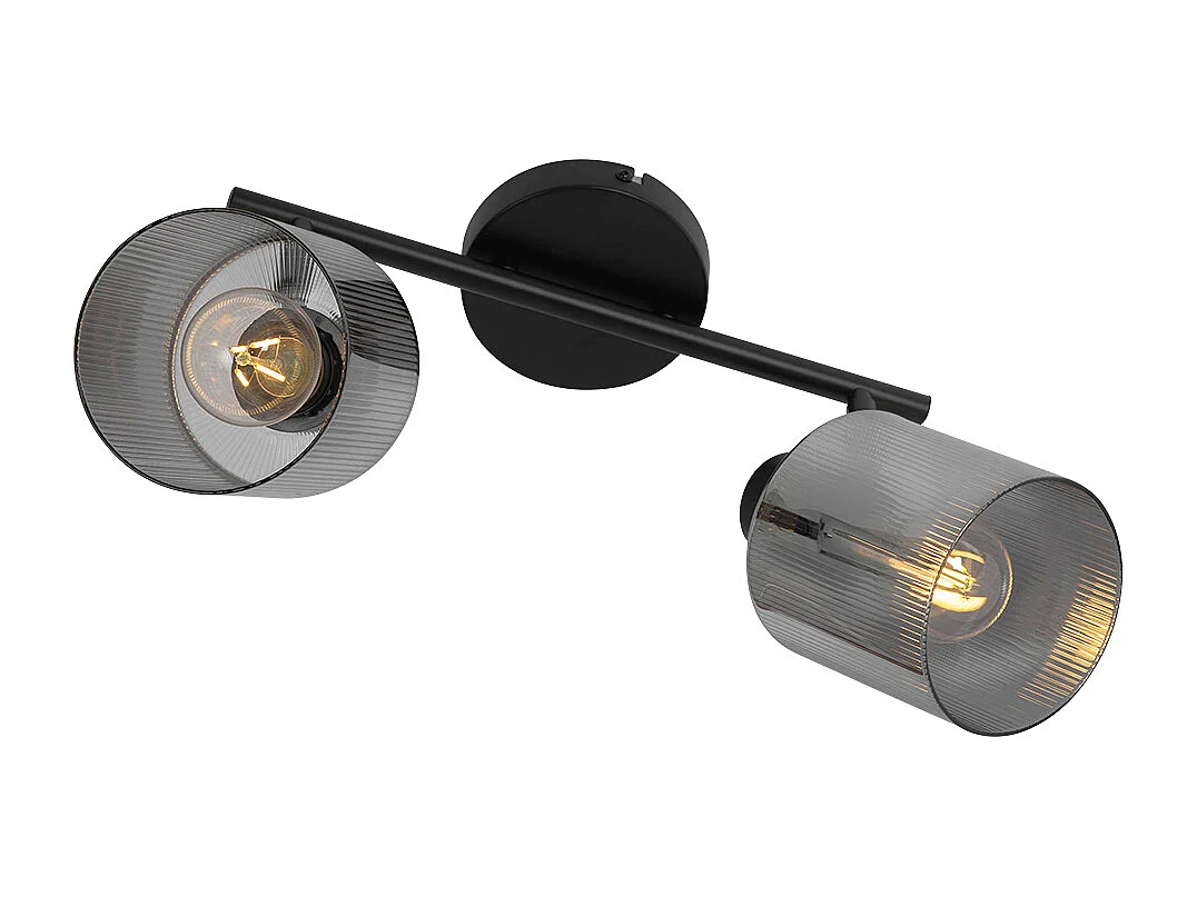 Spot de plafond noir avec verre fumé 2 lumières orientables - Laura