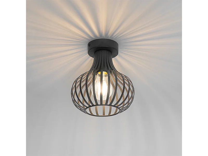 Plafonnier moderne noir 18 cm - Saffira