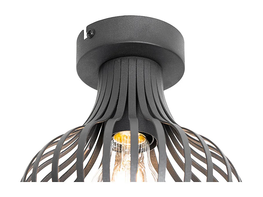 Plafonnier moderne noir 18 cm - Saffira