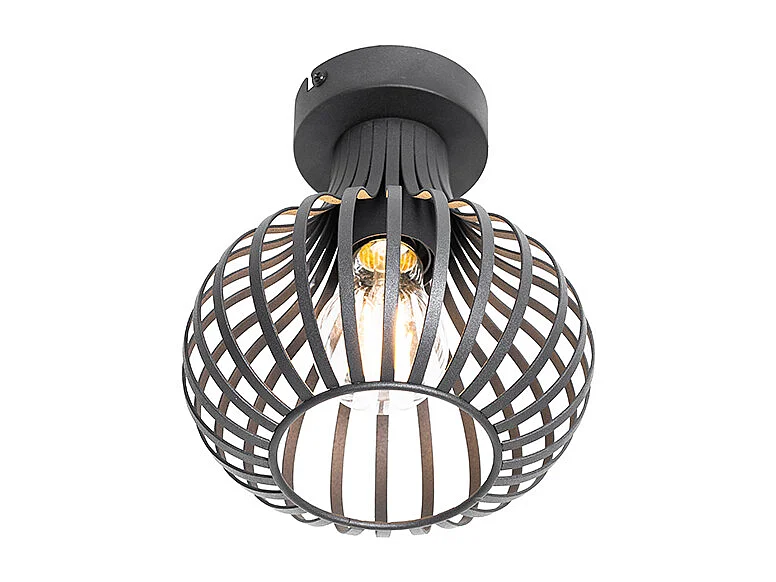 Plafonnier moderne noir 18 cm - Saffira