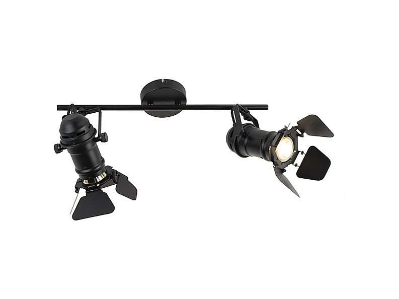 Spot industriel noir 2 lumières avec valves - Movie