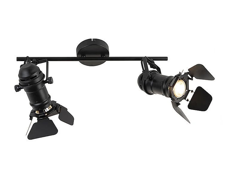 Spot industriel noir 2 lumières avec valves - Movie