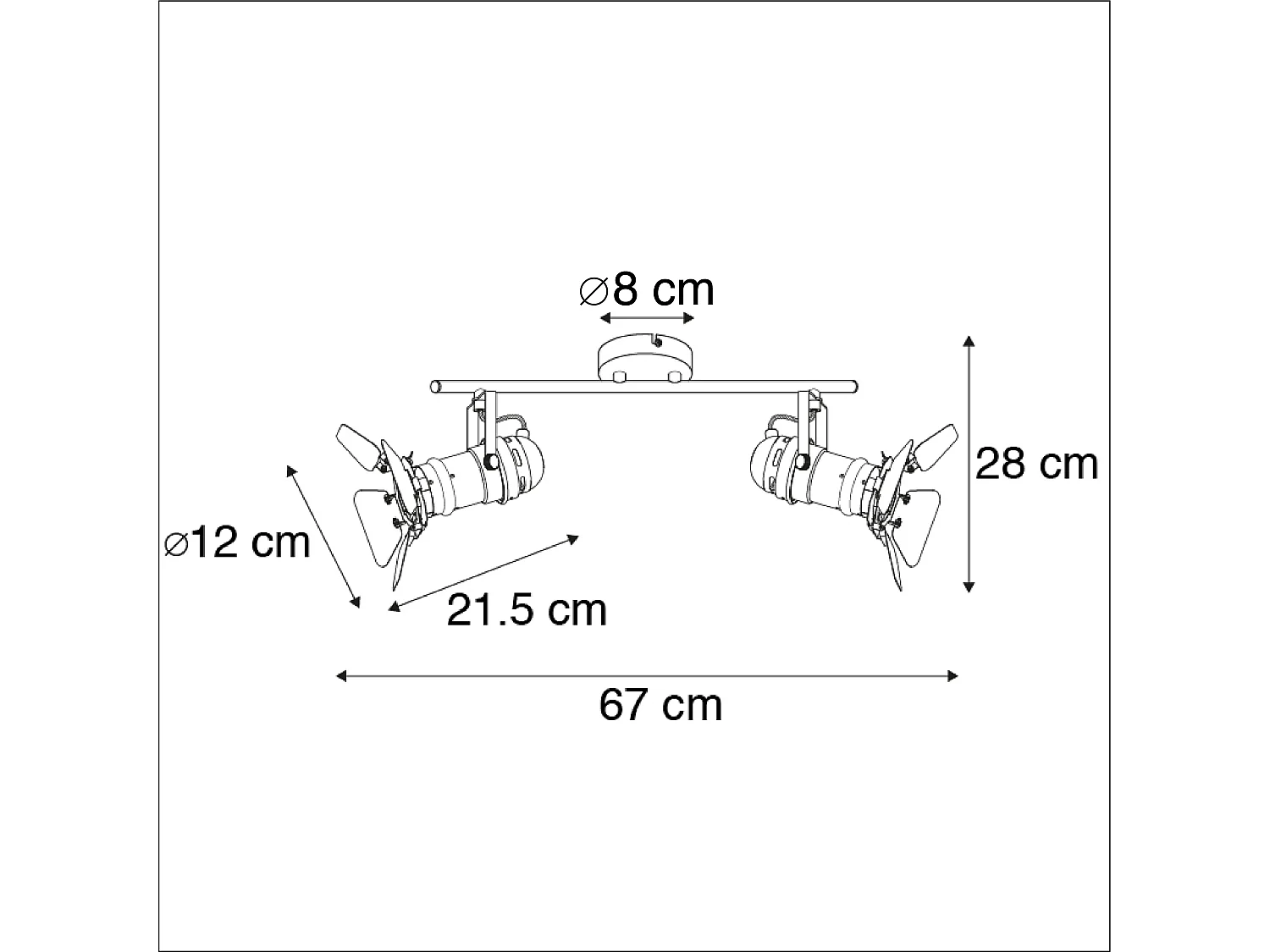 Spot industriel noir 2 lumières avec volets - Movie