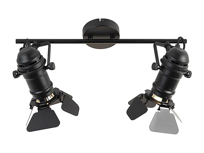 Spot industriel noir 2 lumières avec volets - Movie