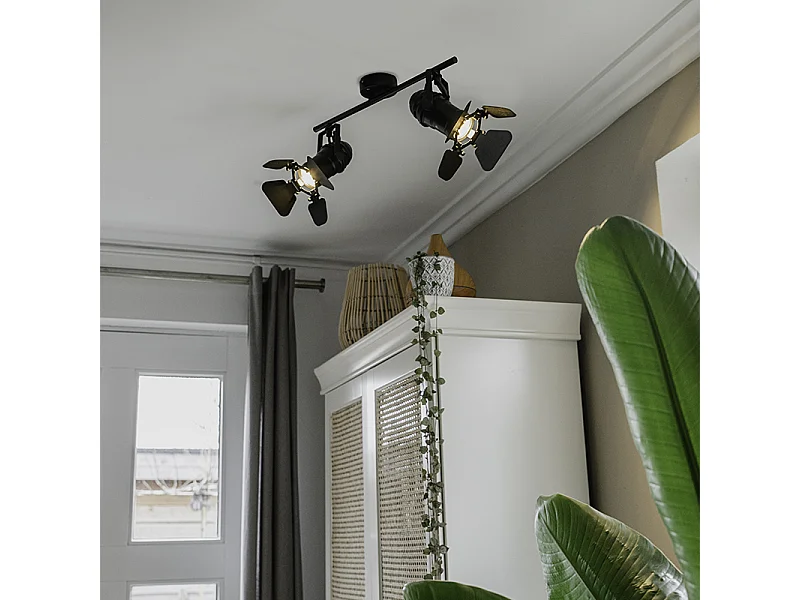 Spot industriel noir 2 lumières avec volets - Movie