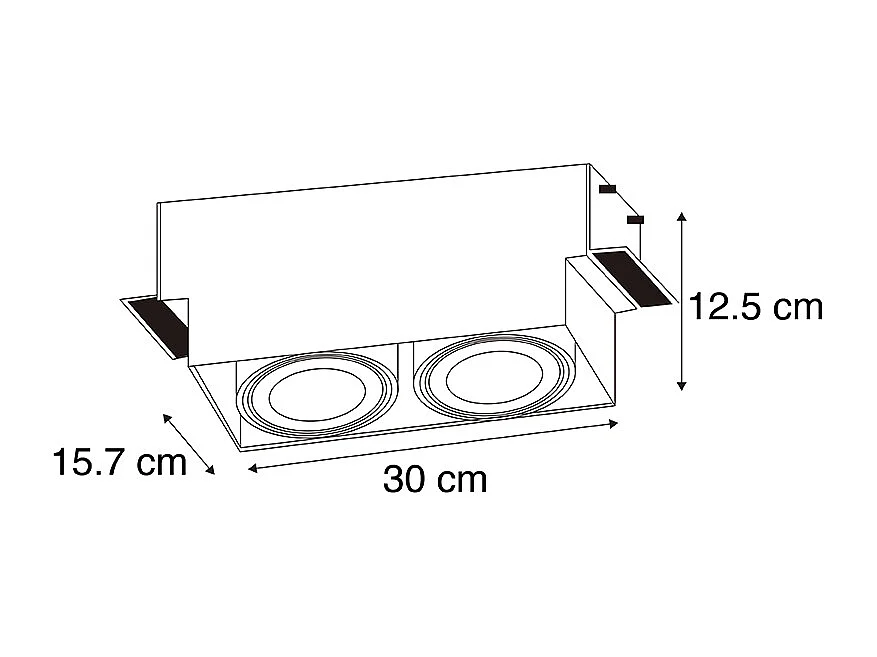 Spot encastré noir GU10 AR111 sans bordure 2 lumières - Oneon