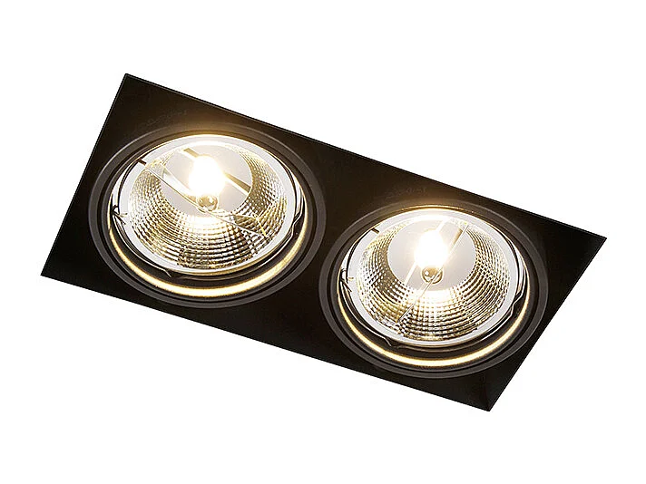 Spot encastré noir GU10 AR111 sans bordure 2 lumières - Oneon