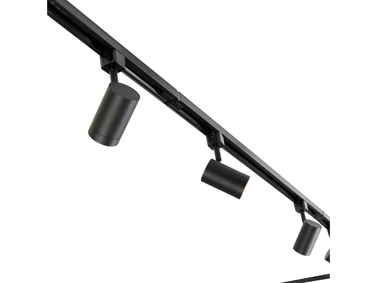 Système sur rail moderne monophasé avec 10 spots noirs - Jeana