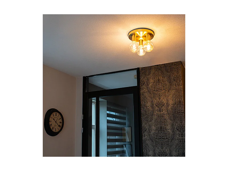 Plafonnier Art Déco doré rond - Facil 3