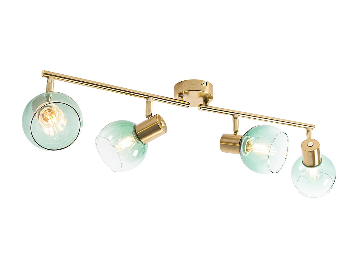 Spot Art Déco or avec verre vert 4 lumières - Vidro