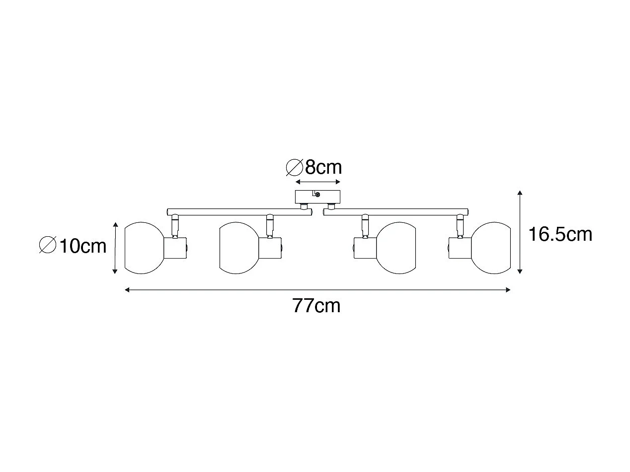 Spot Art Déco doré avec verre vert 4 lumières - Vidro