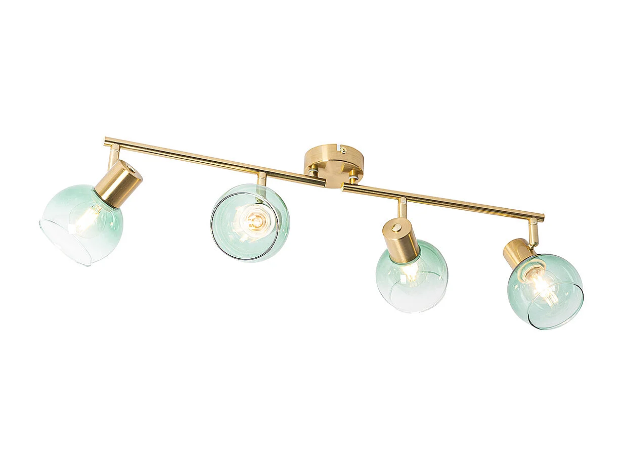 Spot Art Déco doré avec verre vert 4 lumières - Vidro
