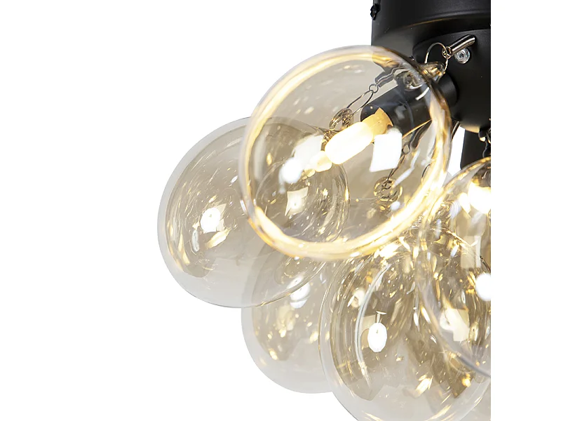 Plafonnier design noir avec verre ambre 3 lumières - Uvas