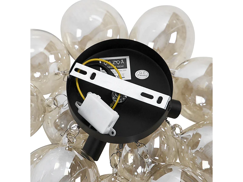 Plafonnier design noir avec verre ambre 3 lumières - Uvas