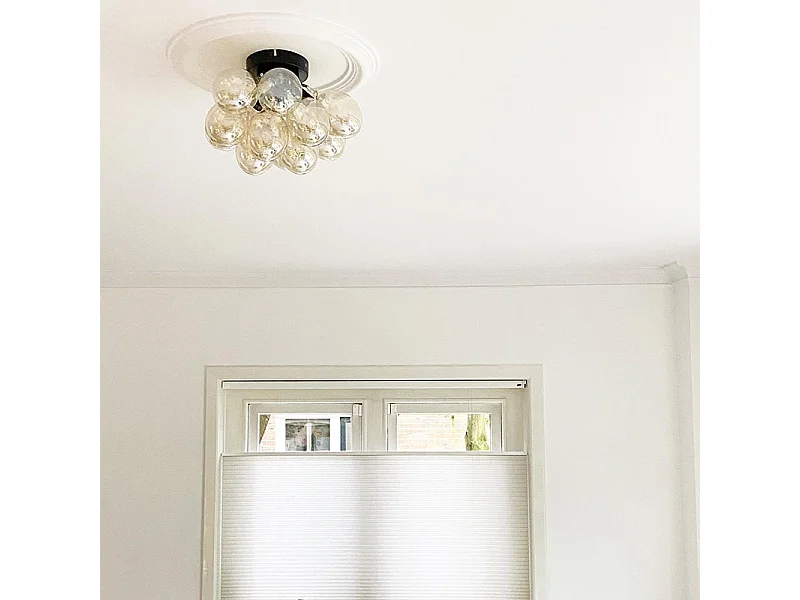 Plafonnier design noir avec verre ambré 3 lumières - Uvas