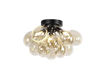 Plafonnier design noir avec verre ambre 3 lumières - Uvas