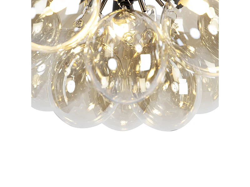Plafonnier design noir avec verre ambré 3 lumières - Uvas