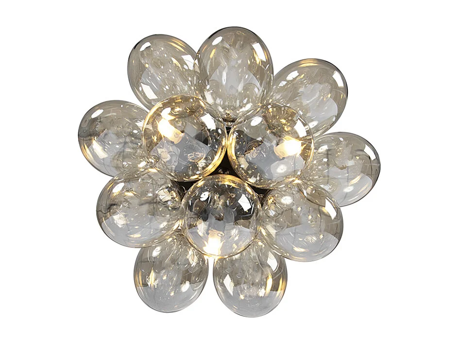 Plafonnier design noir avec verre ambré 3 lumières - Uvas