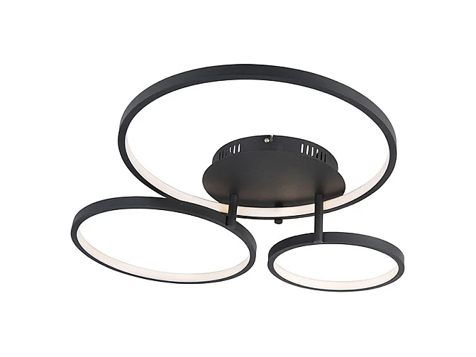 Plafonnier moderne noir avec LED et gradateur - Rondas