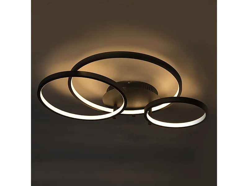 Plafonnier moderne noir avec LED et variateur - Rondas